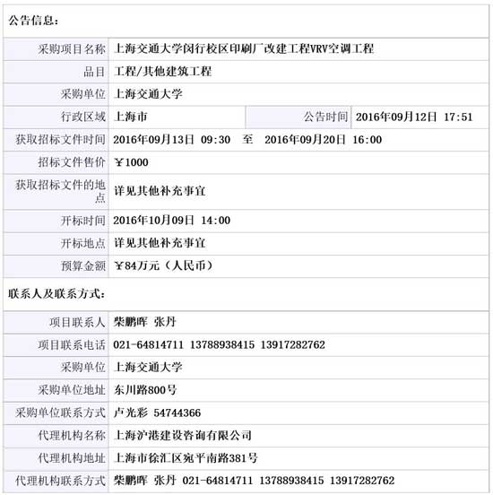 上海交通大学新建闵行校区工程项目招标