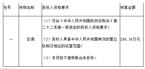 预算299万 聊城经济技术开发区教育局空调采购项目招标