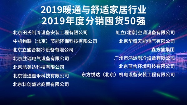 2019年度空调分销囤货50强榜单揭晓