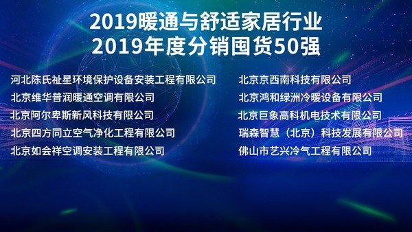 2019年度空调分销囤货50强榜单揭晓