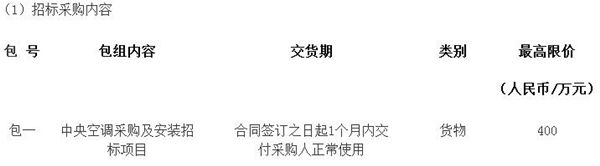 预算400万元  广州市花都区新华街道办事处中央空调采购及安装招标项目公开招标