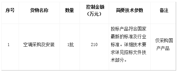 北京市第一中级人民法院空调采购与安装工程项目公开招标