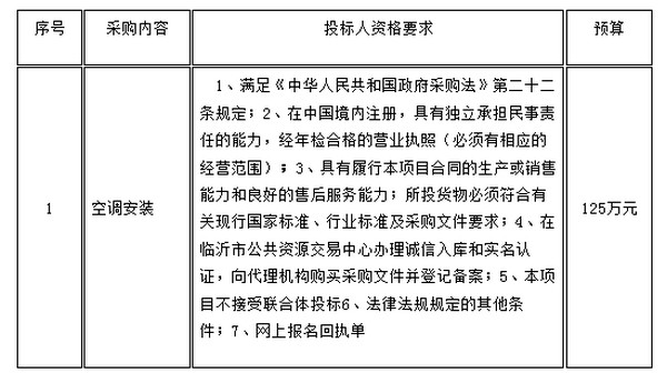 临沂市兰山区法院红旗路办公场所（银雀山法庭）空调招标