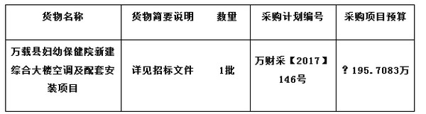 预算195万 万载县妇幼保健院新建综合大楼空调及配套招标