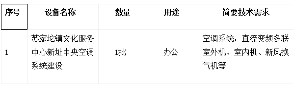 北京市海淀区苏家坨镇文化服务中心新址中央空调系统采购招标