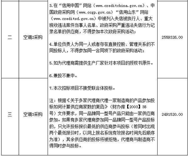 乐陵市教育局空调二次采购项目招标公告