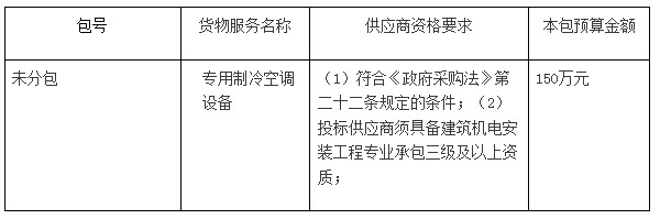 山东省济南过军供应站专用制冷空调设备公开招标