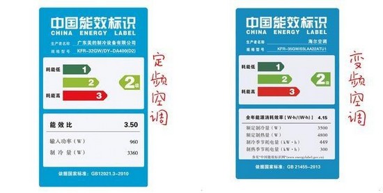 定频空调和变频空调的能效等级排名标准不同 互相对比无意义