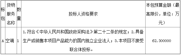 预算62万 林家村镇中心初中空调采购项目公开招标公告