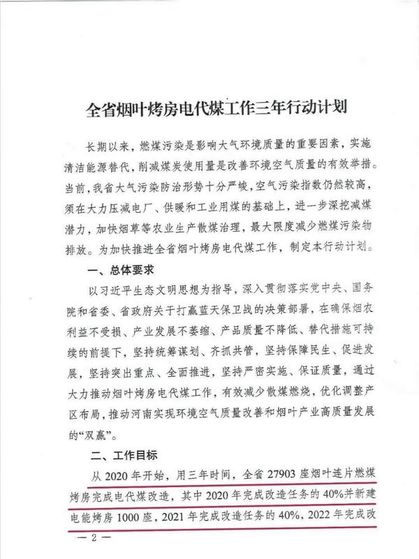 3年内河南省27903座烤烟连片燃煤烤房完成电代煤改造